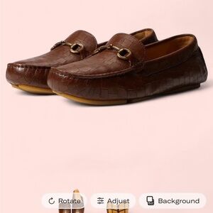 Johnston & Murphy Croc-Embossed Brown Loafers